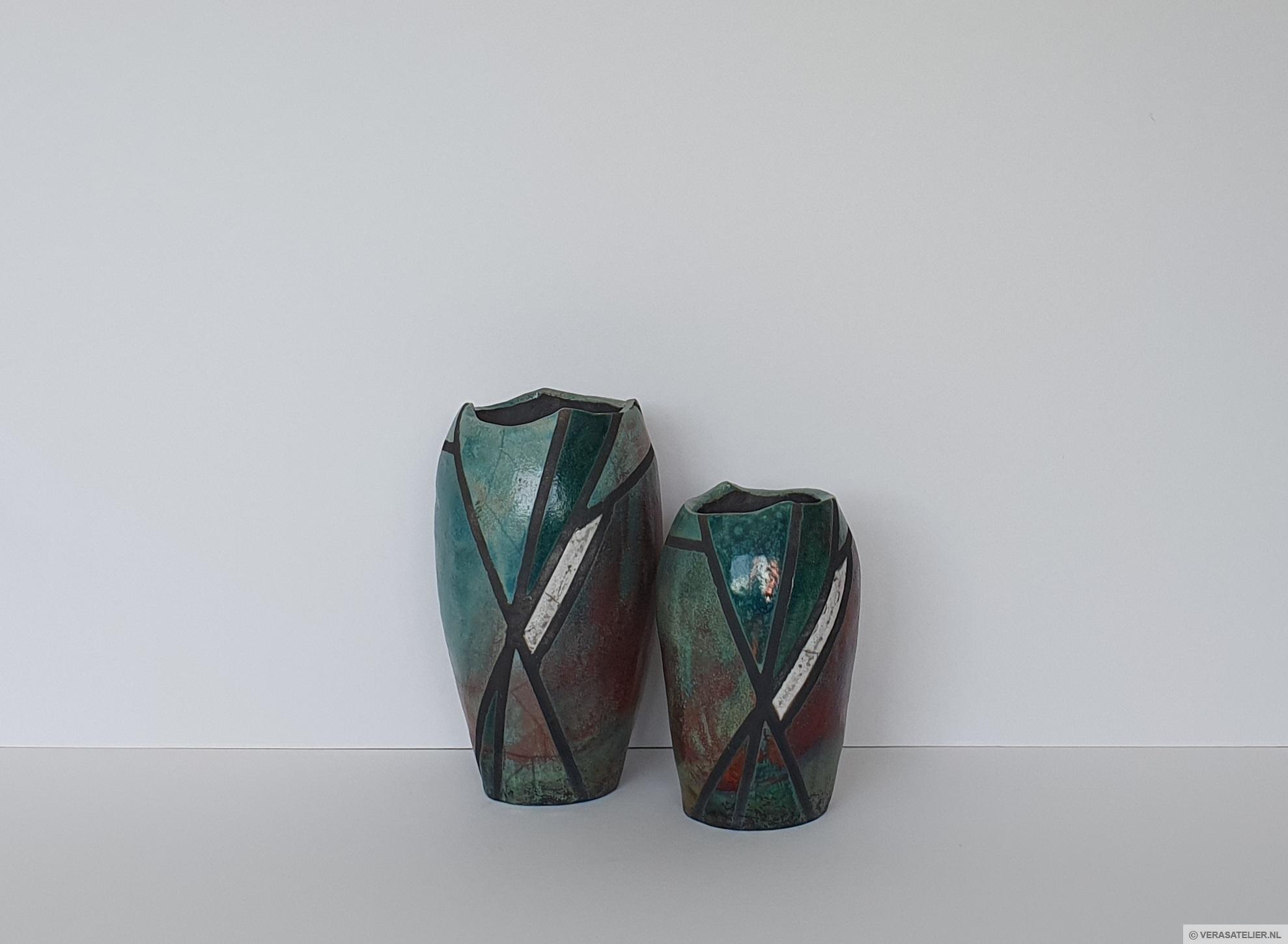 Vazen Raku gestookt Vazen Raku gestookt